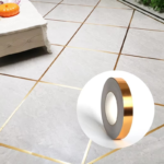 166 Feet 1/2 inch (Golden color) Self-Adhesive Waterproof Tile Gap Tape for Floor and Wall Sealing